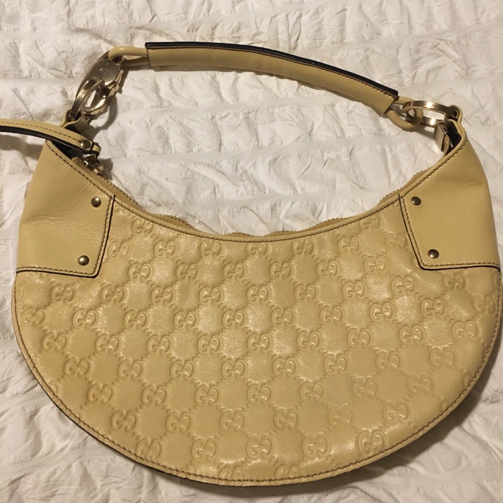 GUCCI LEATHER SMALL SHOULDER BAG HOBO PURSE